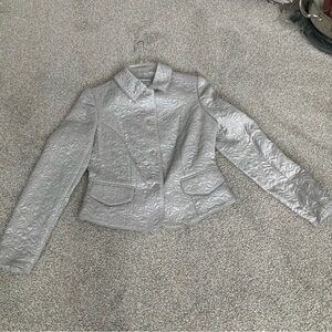 Jaclyn Smith Silver Puffer Jacket with Fitted Silhouette
